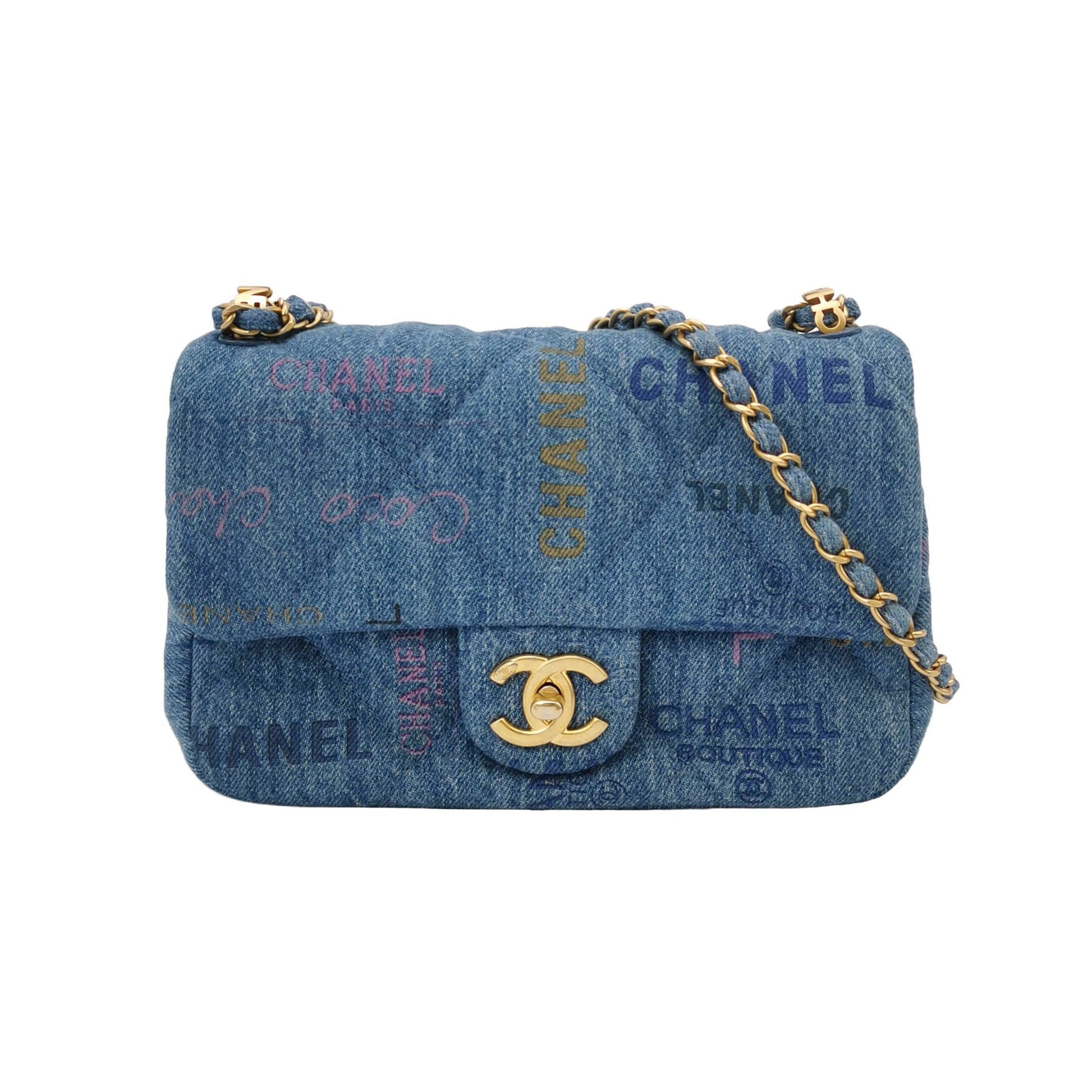 Classic Flap Seasonal limited Edition Small Denim quilted logo CC turn-lock