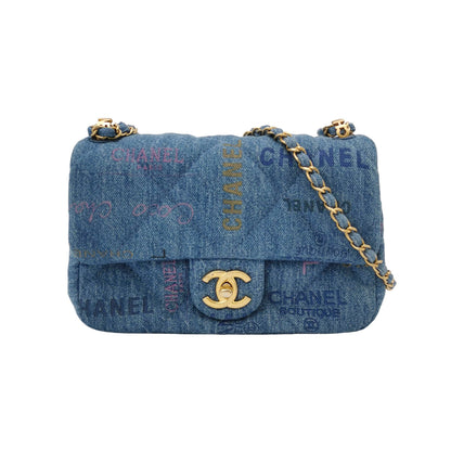 Classic Flap Seasonal limited Edition Small Denim quilted logo CC turn-lock