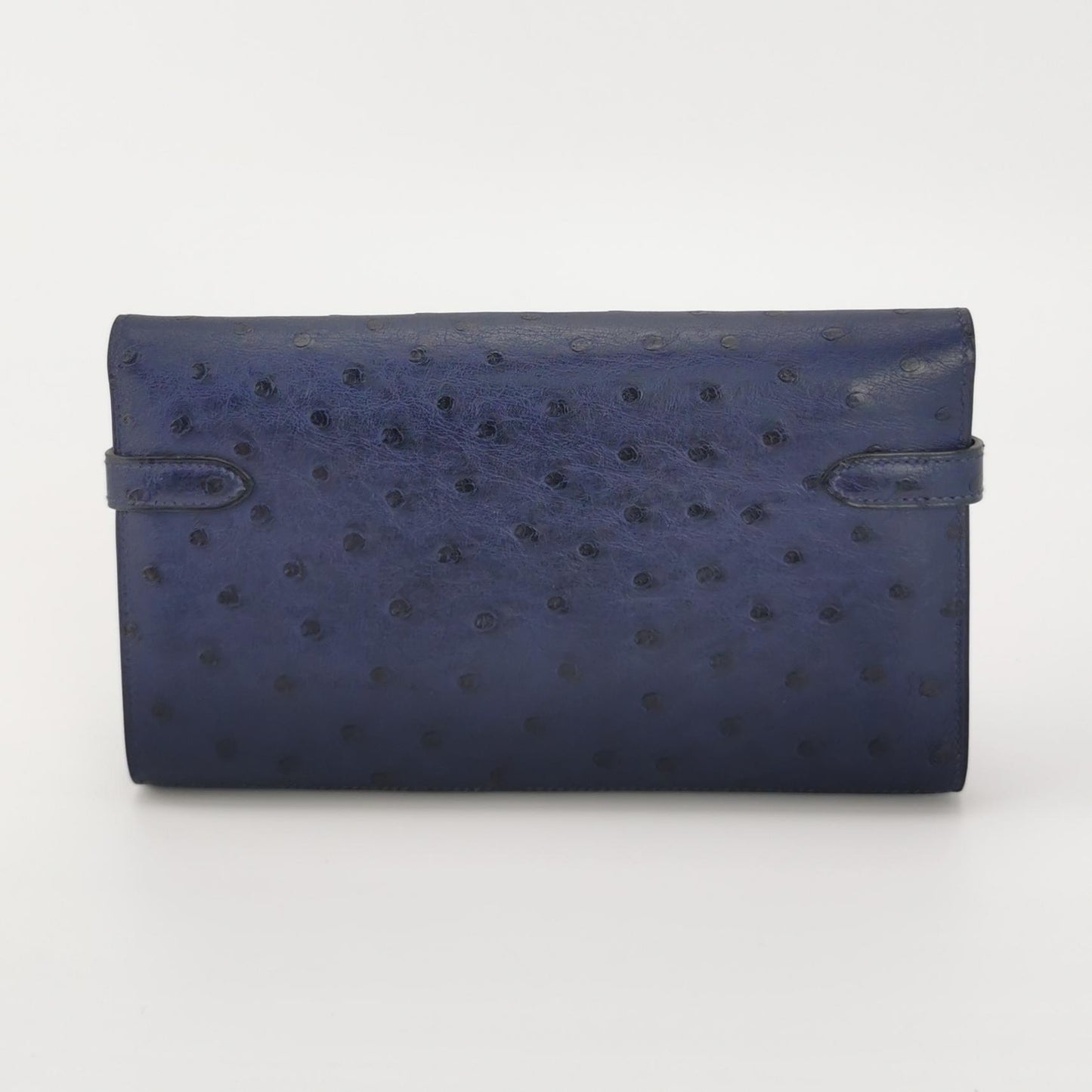 Kelly Large Ostrich Gold 7L Blue T