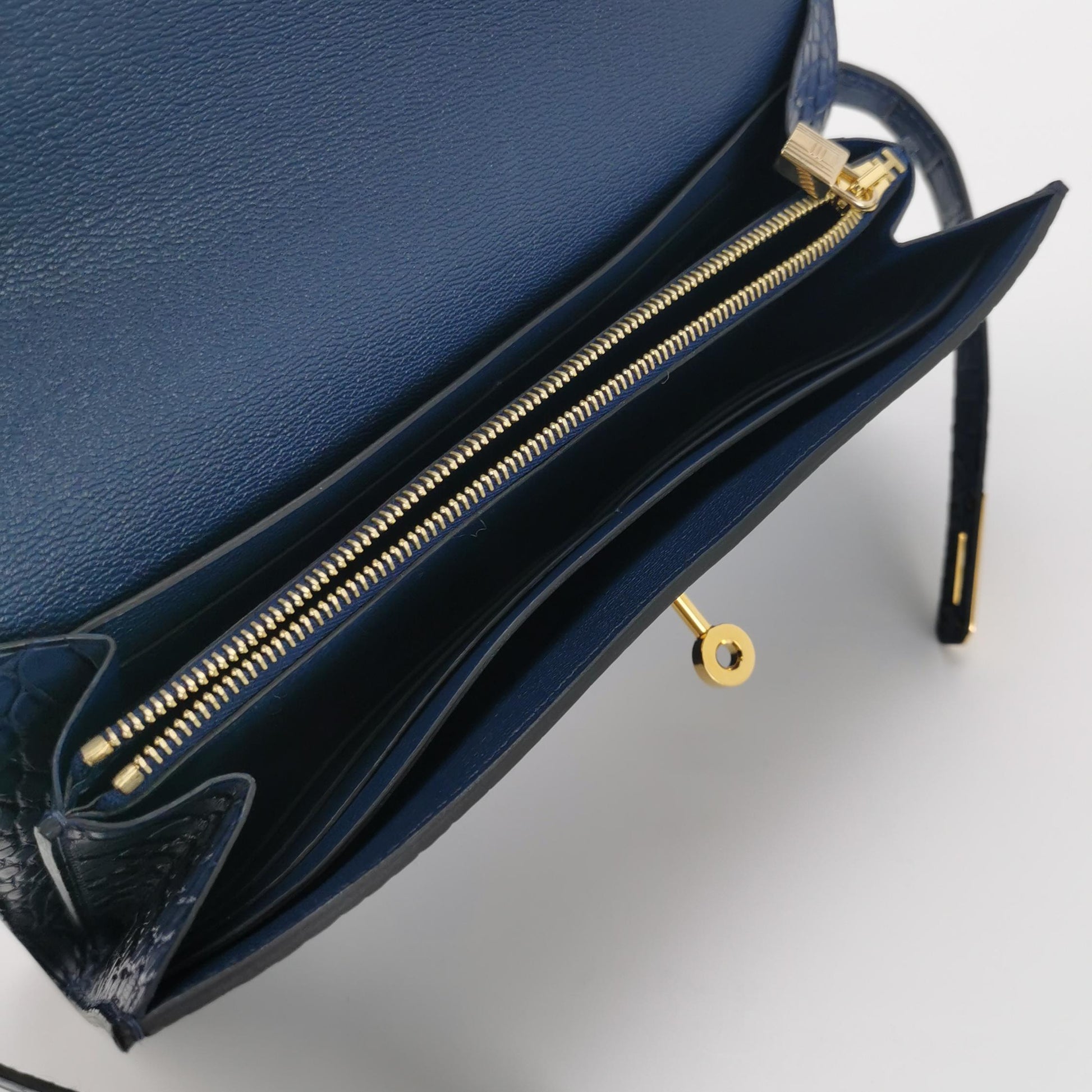 Kelly Large Alligator Gold 7L Blue C