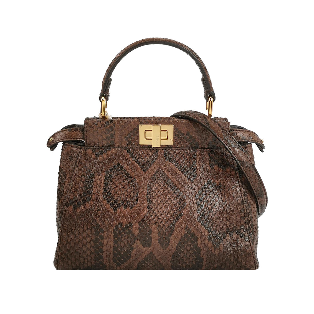 Fendi Fendi Peekaboo Mini Python Shoulder Bag