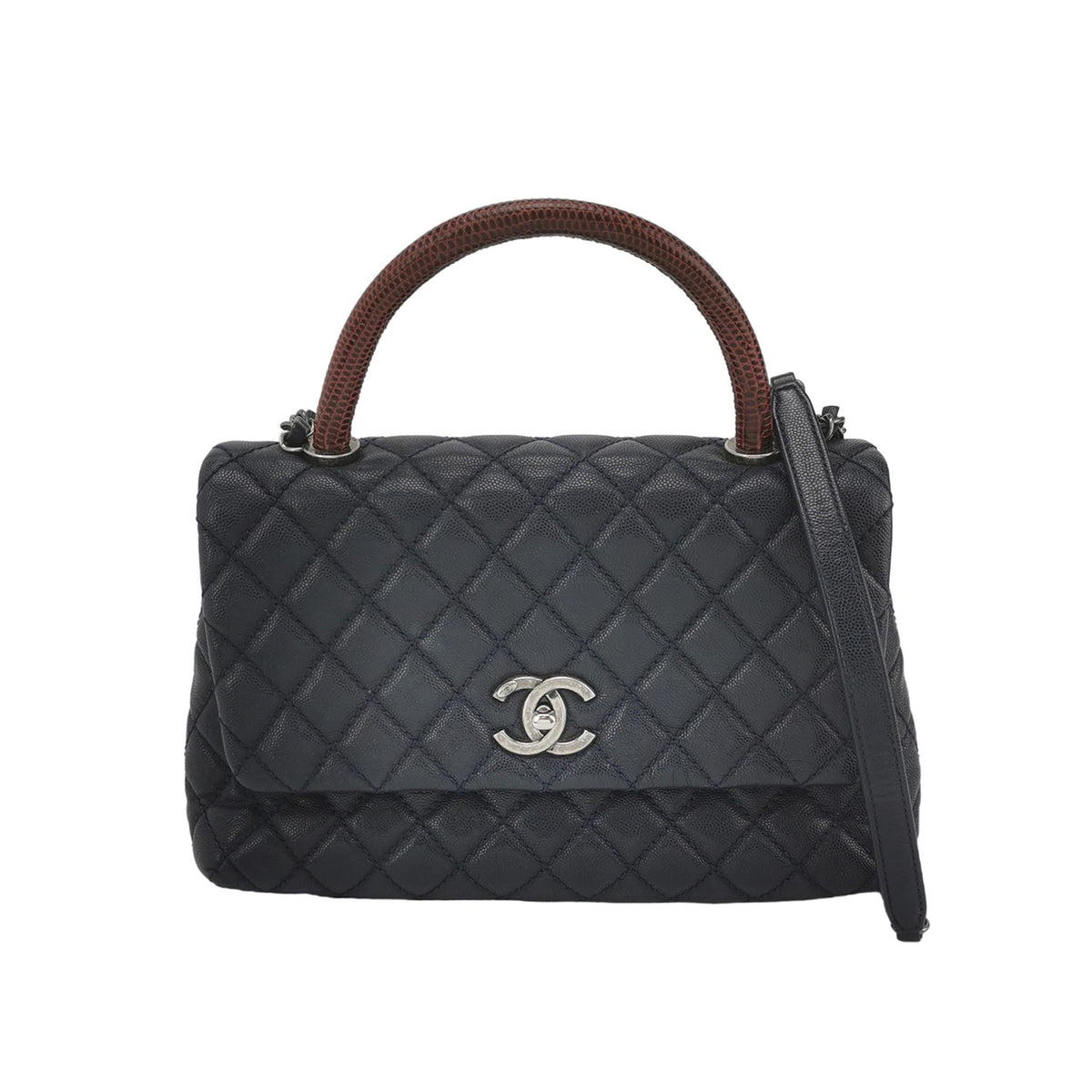 Chanel Chanel Coco Handle Large Calfskin Lizard Shoulder Bag