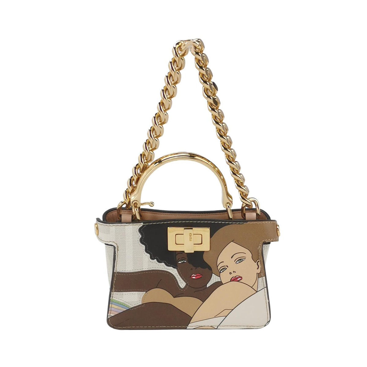 Fendi Fendi Peekaboo Colorblock Calfskin Top-Handle Bag