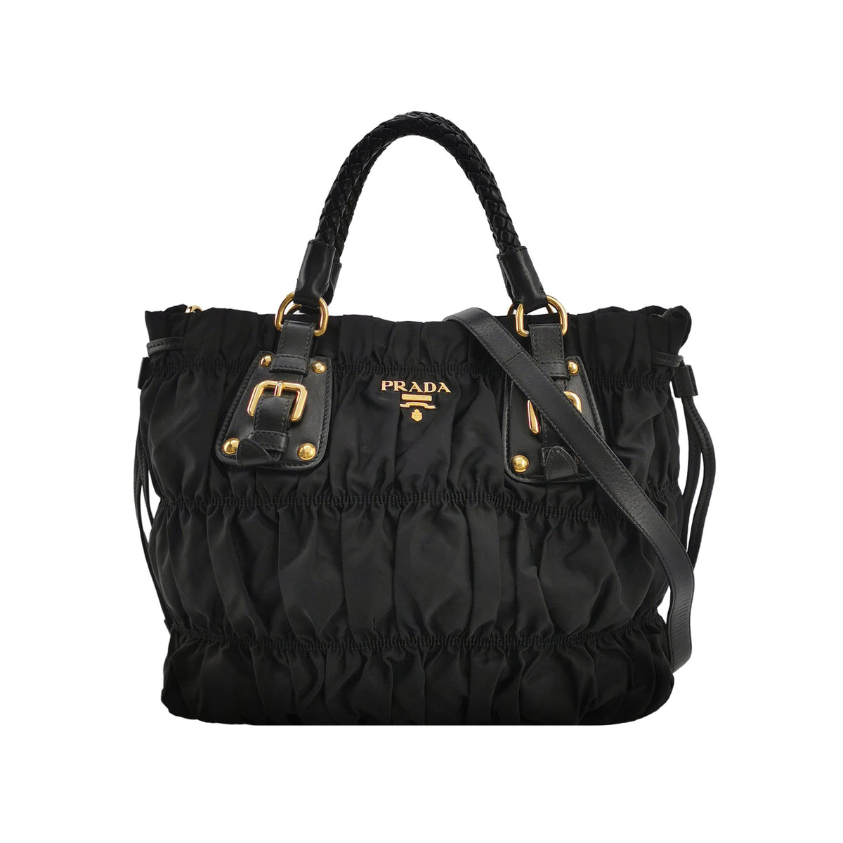 Prada Prada Gaufre Calfskin Lambskin Nylon Crossbody Bag