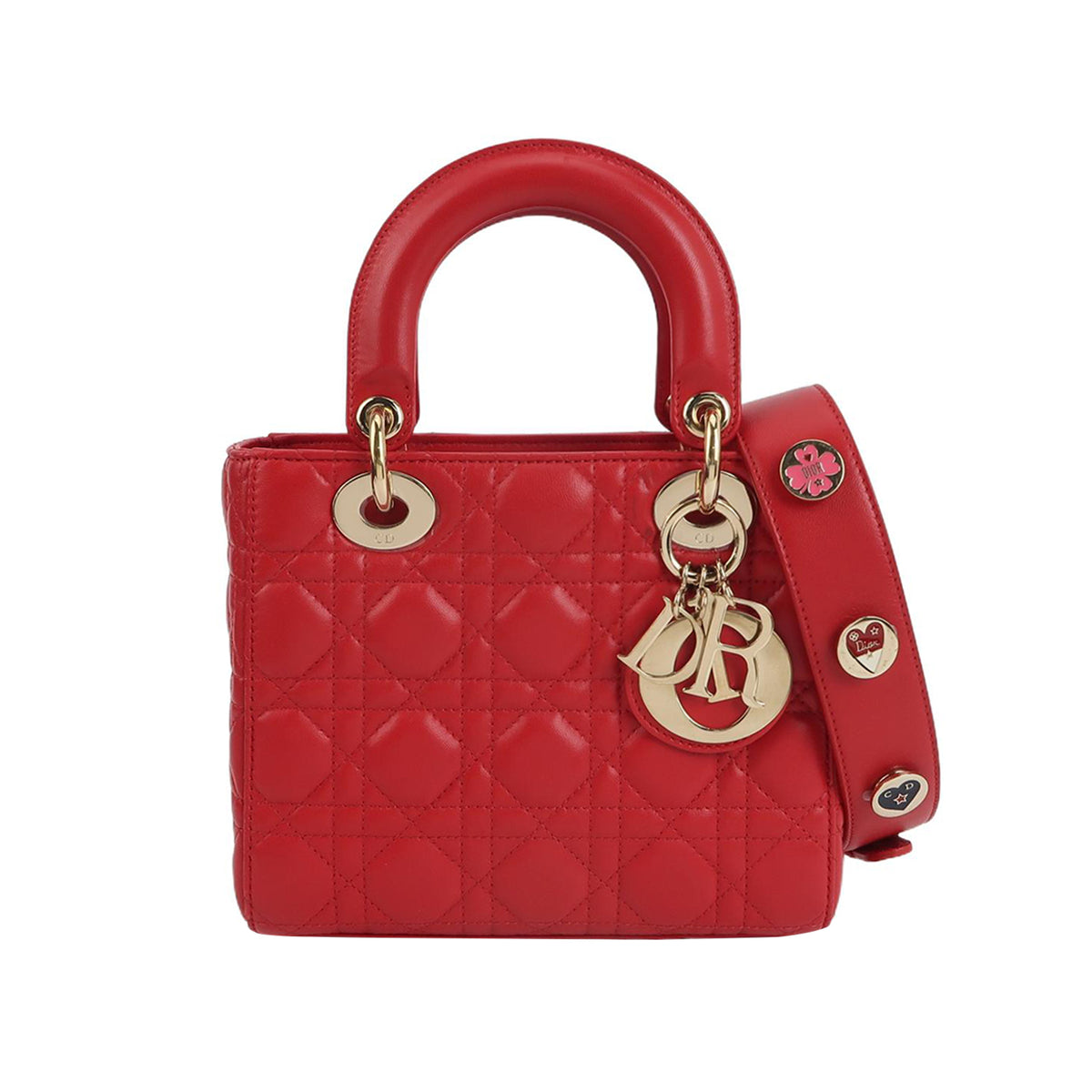 Dior Dior Lambskin Red Small Lady Dior Bag