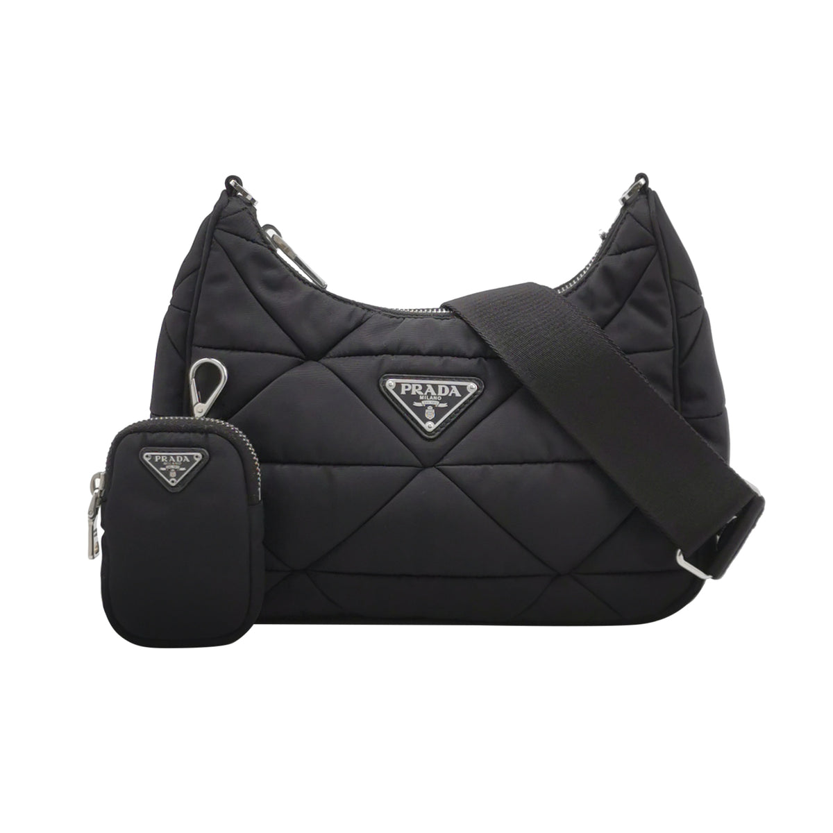 Prada Prada Prada Hobo Nylon Crossbody Bag