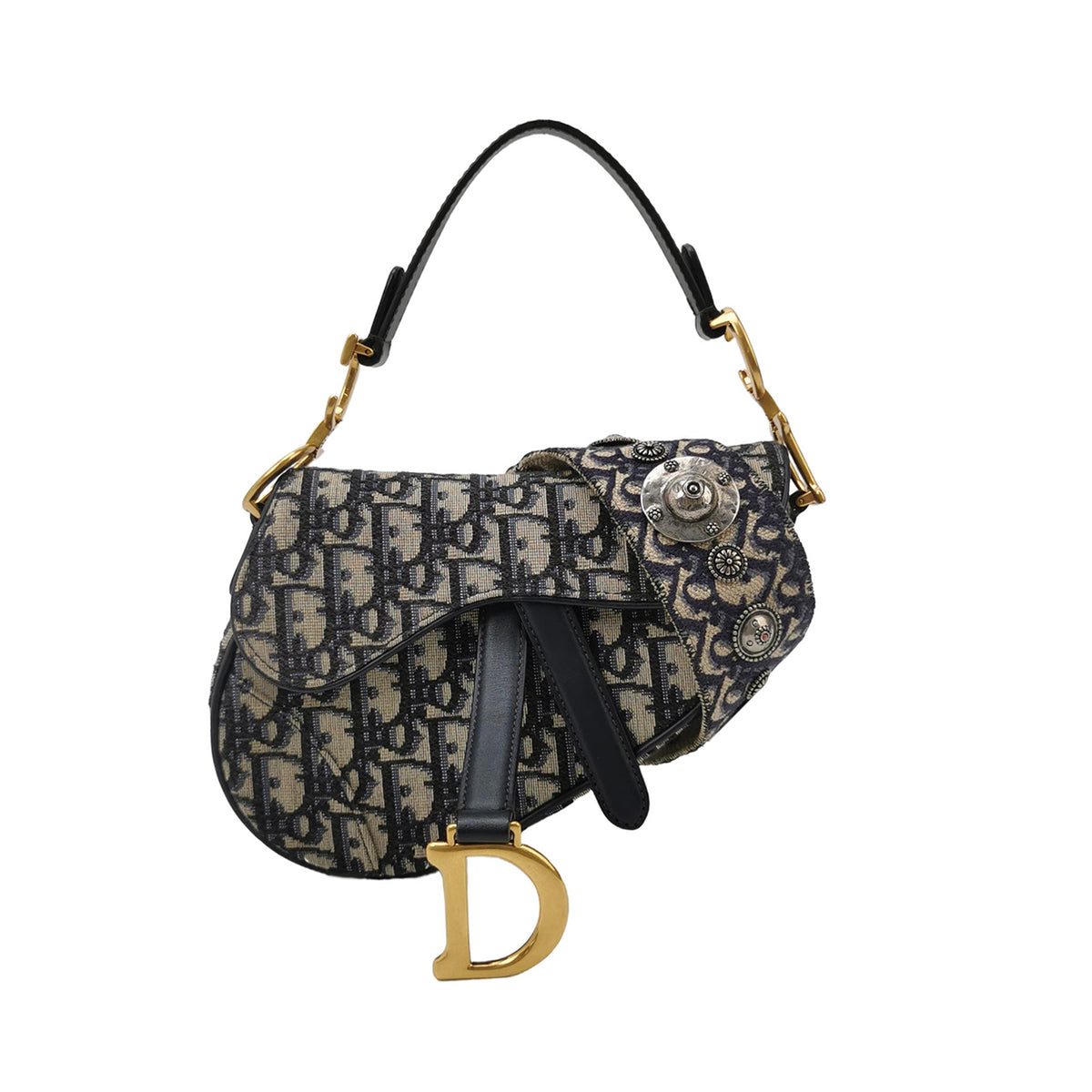 Dior Dior Mini Leather Canvas Saddle Bag