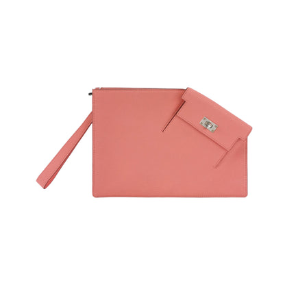Kelly Pocket to go Chevre Mysore Lambskin Silver Pink D