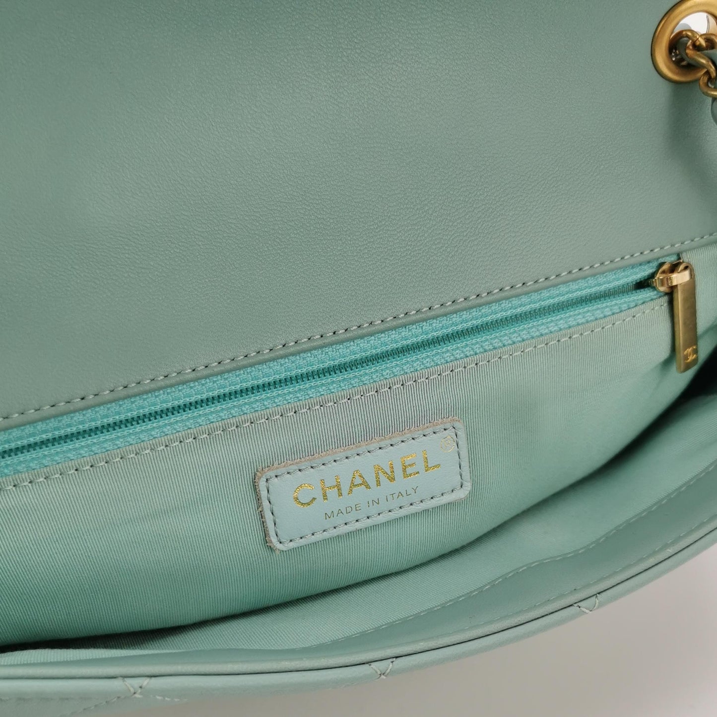 Circular Handle Lambskin quilted CC turn-lock