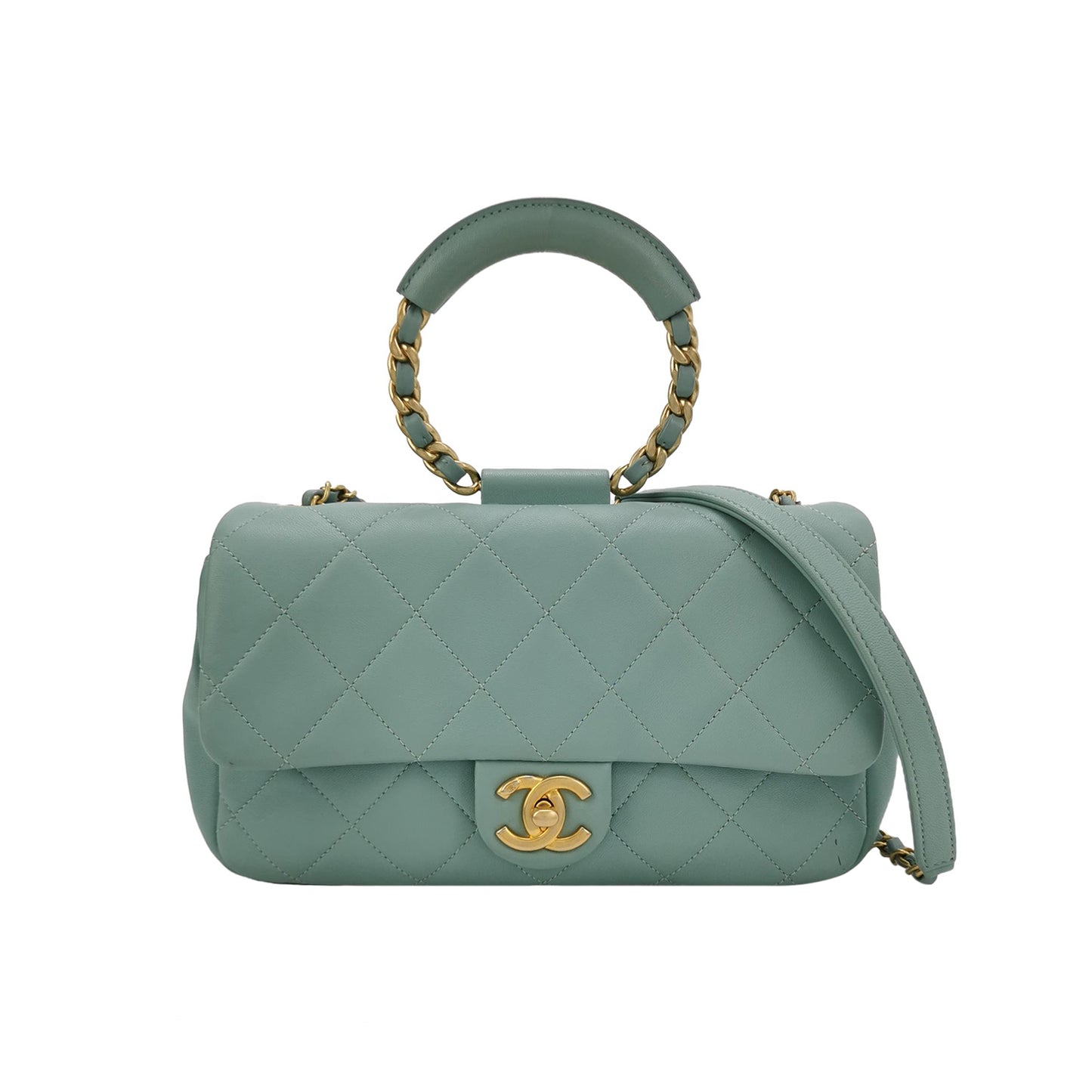 Circular Handle Lambskin quilted CC turn-lock