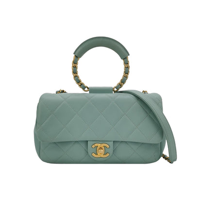 Circular Handle Lambskin quilted CC turn-lock