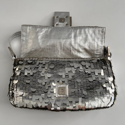 Vintage Fendi silver sequin baguette