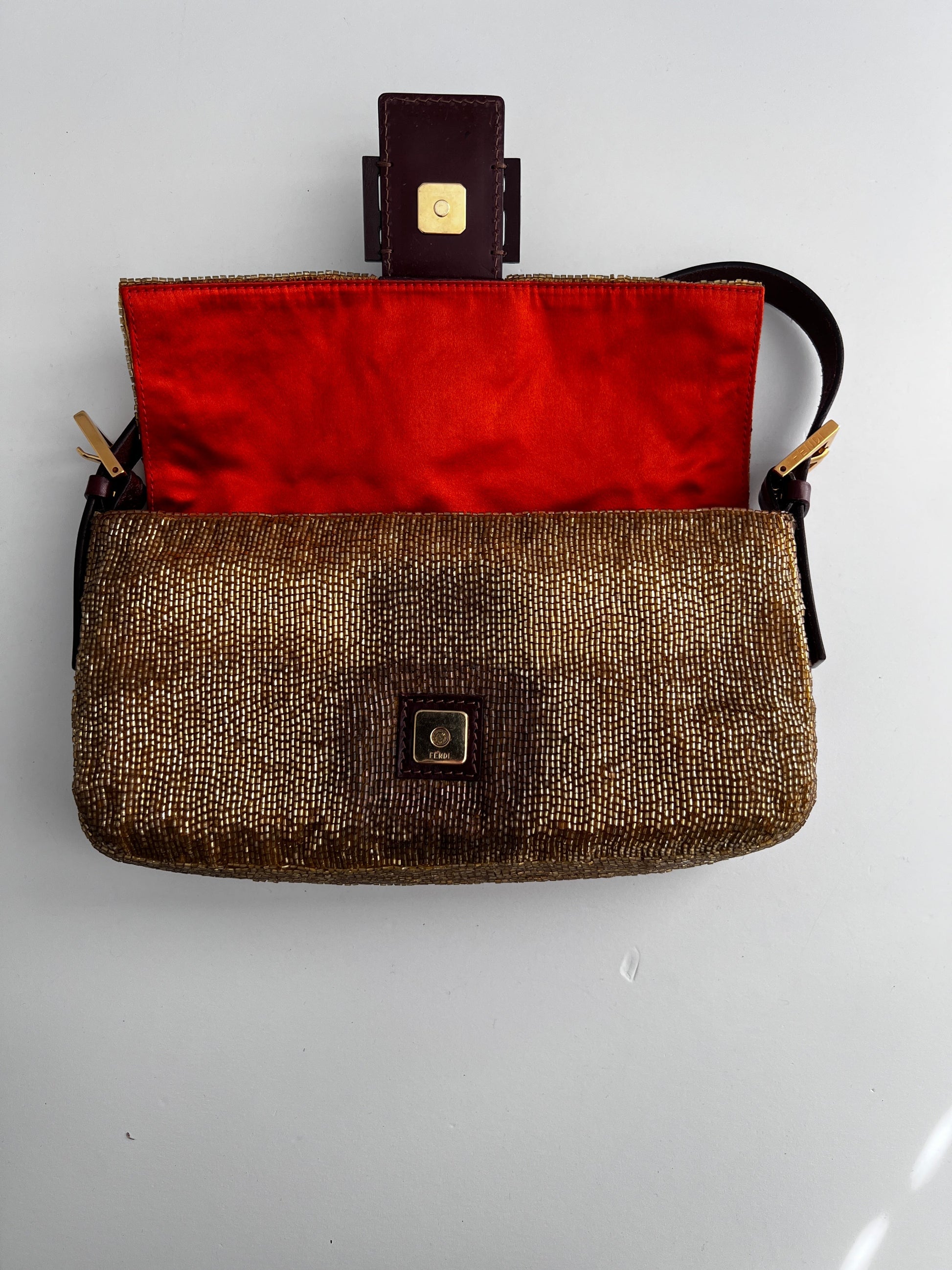 Fendi gold beaded baguette