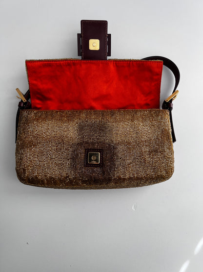 Fendi gold beaded baguette