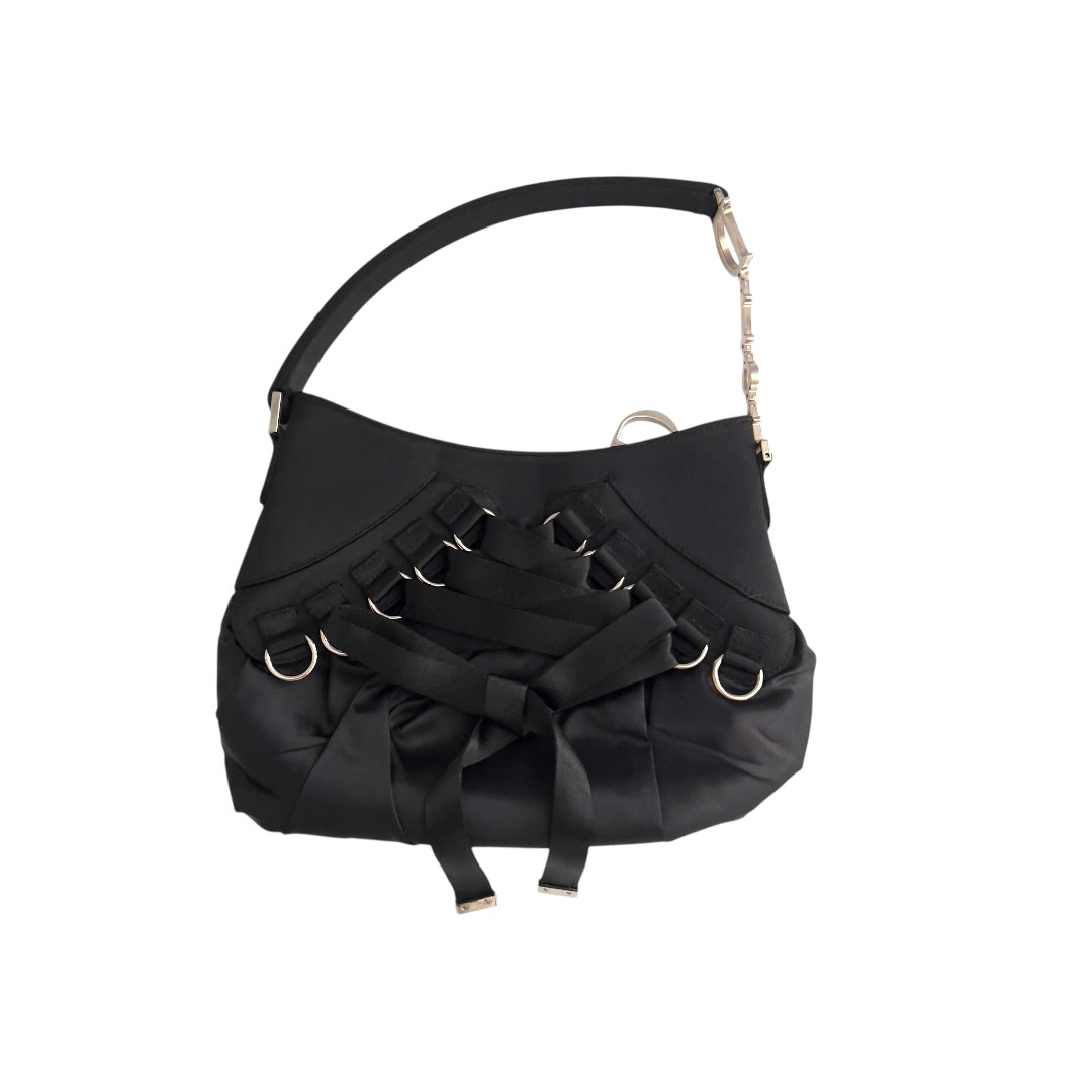Dior Vintage Dior Mini Black Satin Ballet bag
