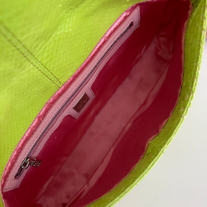 Vintage Fendi Neon Green Python Skin Baguette