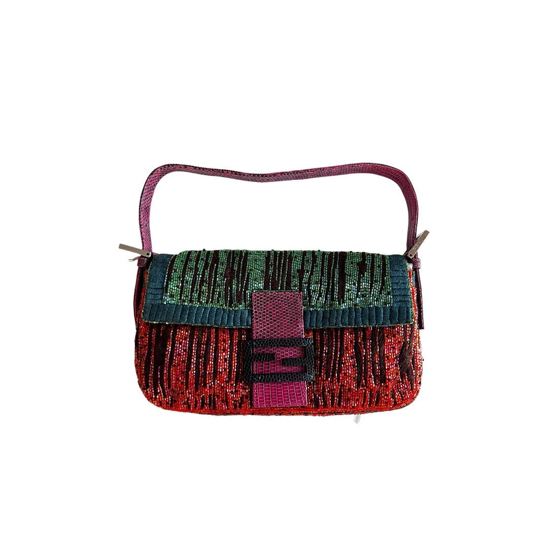 Fendi Fendi multicolor beaded embroidered baguette