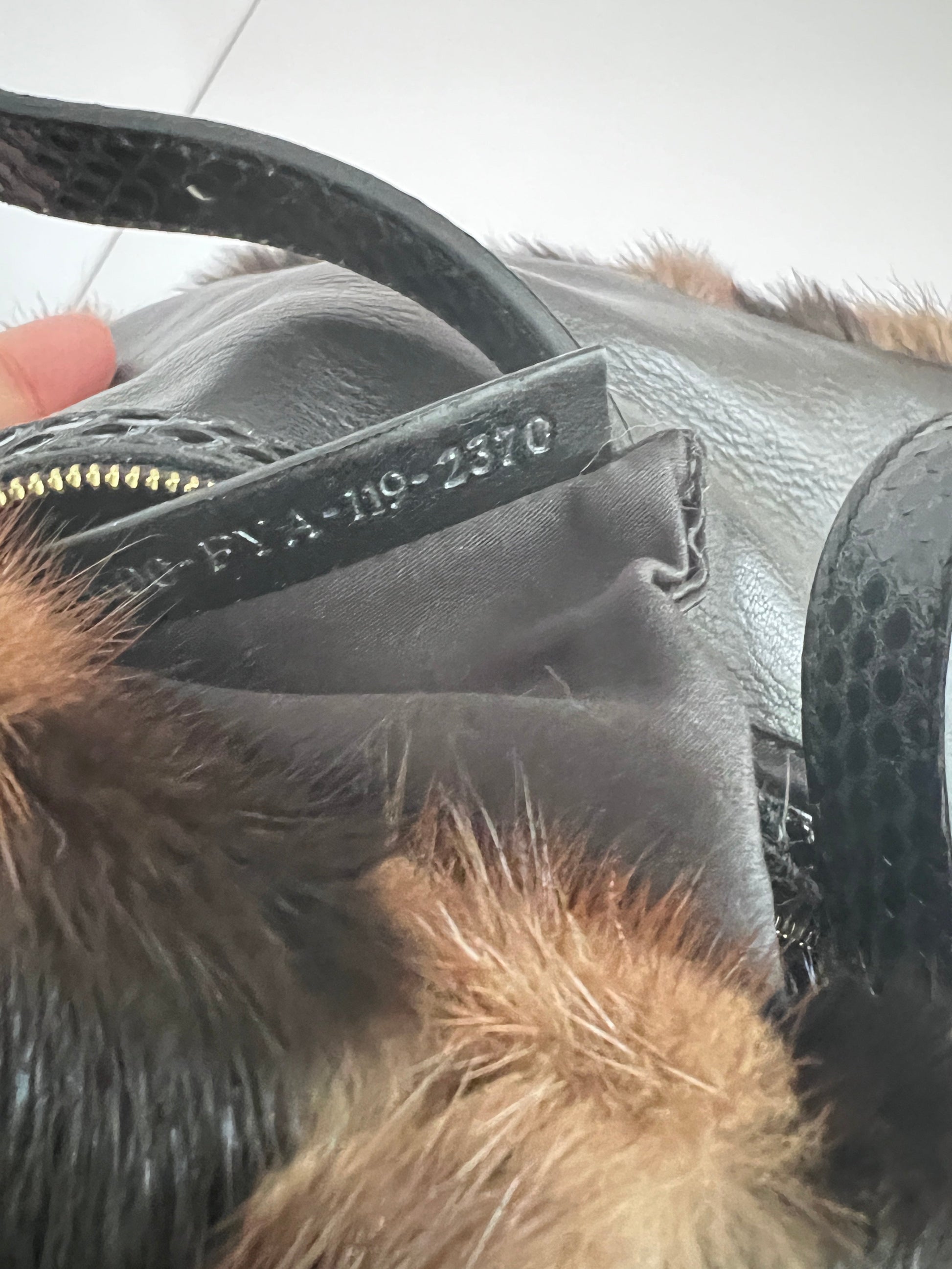 Fendi baguette mink black brown stripes shoulder bag