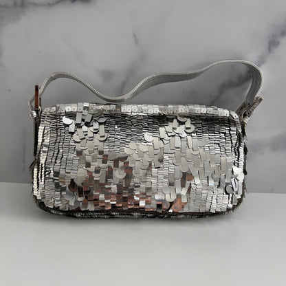 Vintage Fendi silver sequin baguette