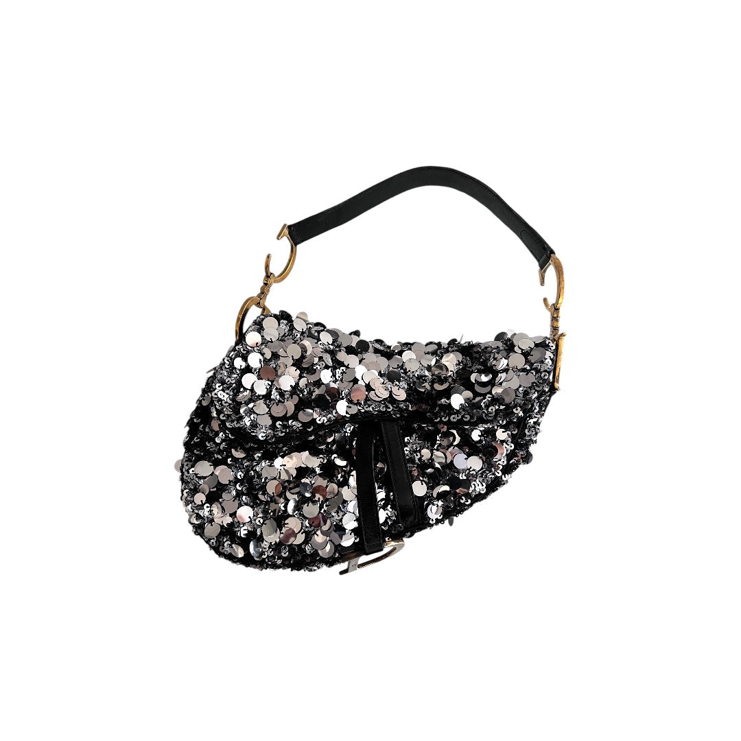Dior Dior silver sequin saddle bag