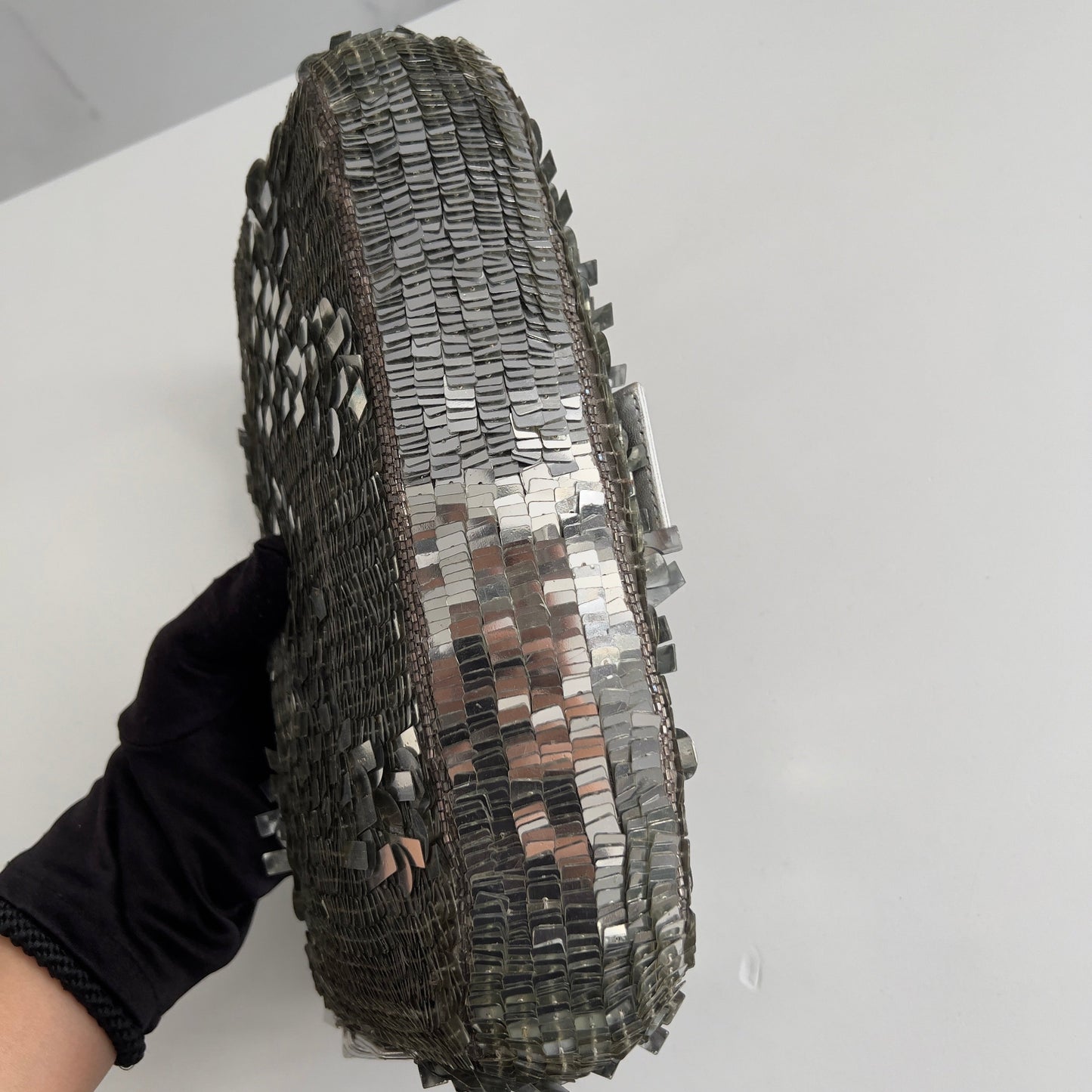 Vintage Fendi silver sequin baguette