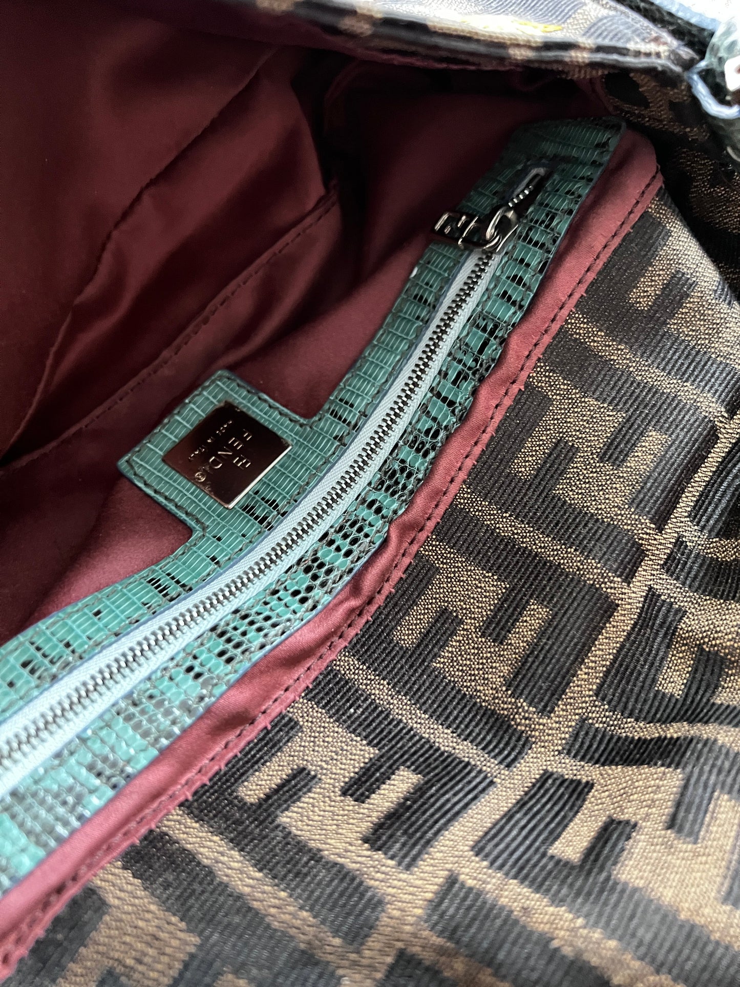 FENDI vintage floral embroidered zucca baguette