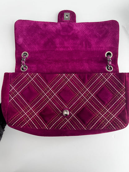 Chanel burgundy suede quilted flap bag