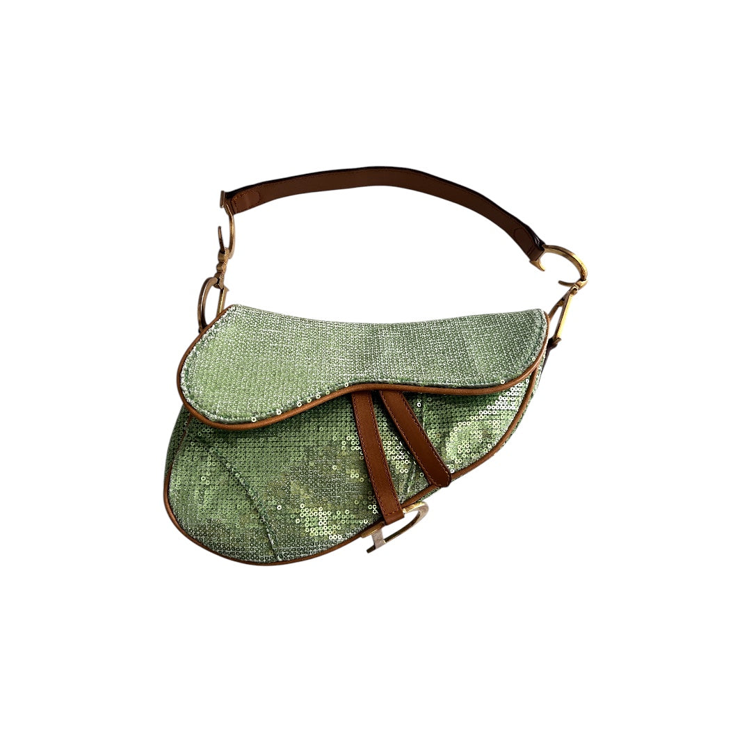 Dior Dior green sequin saddle bag