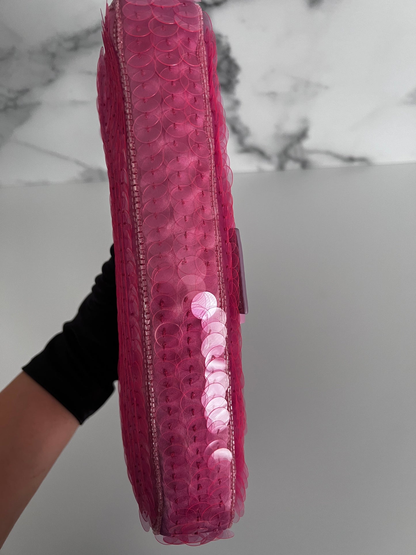 Iconic Fendi Pink sequin baguette