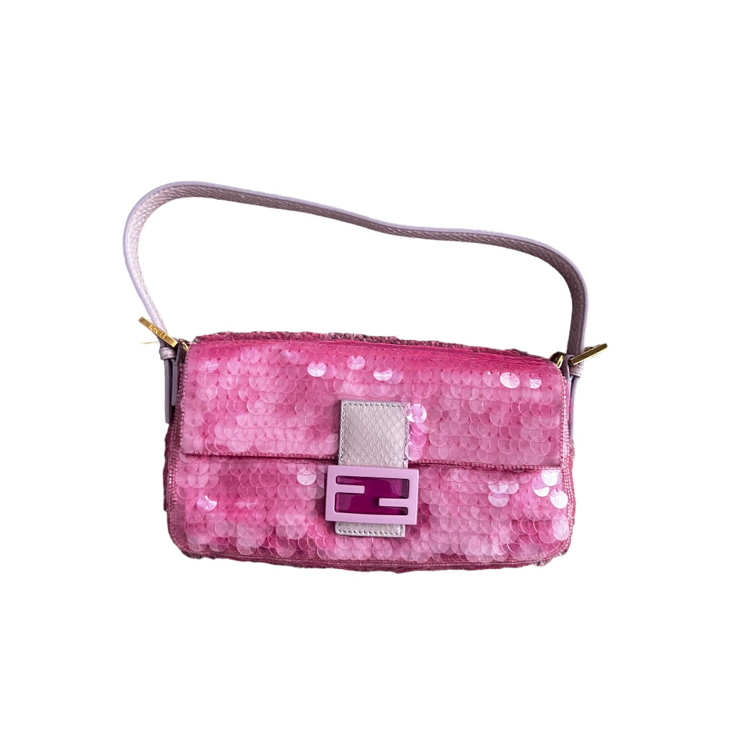 Fendi Iconic Fendi Pink sequin baguette