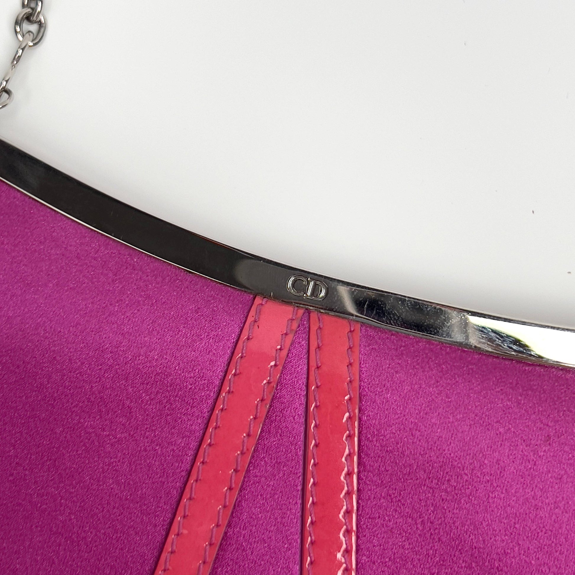 Dior saddle mini pink satin silver hardware shoulder bag