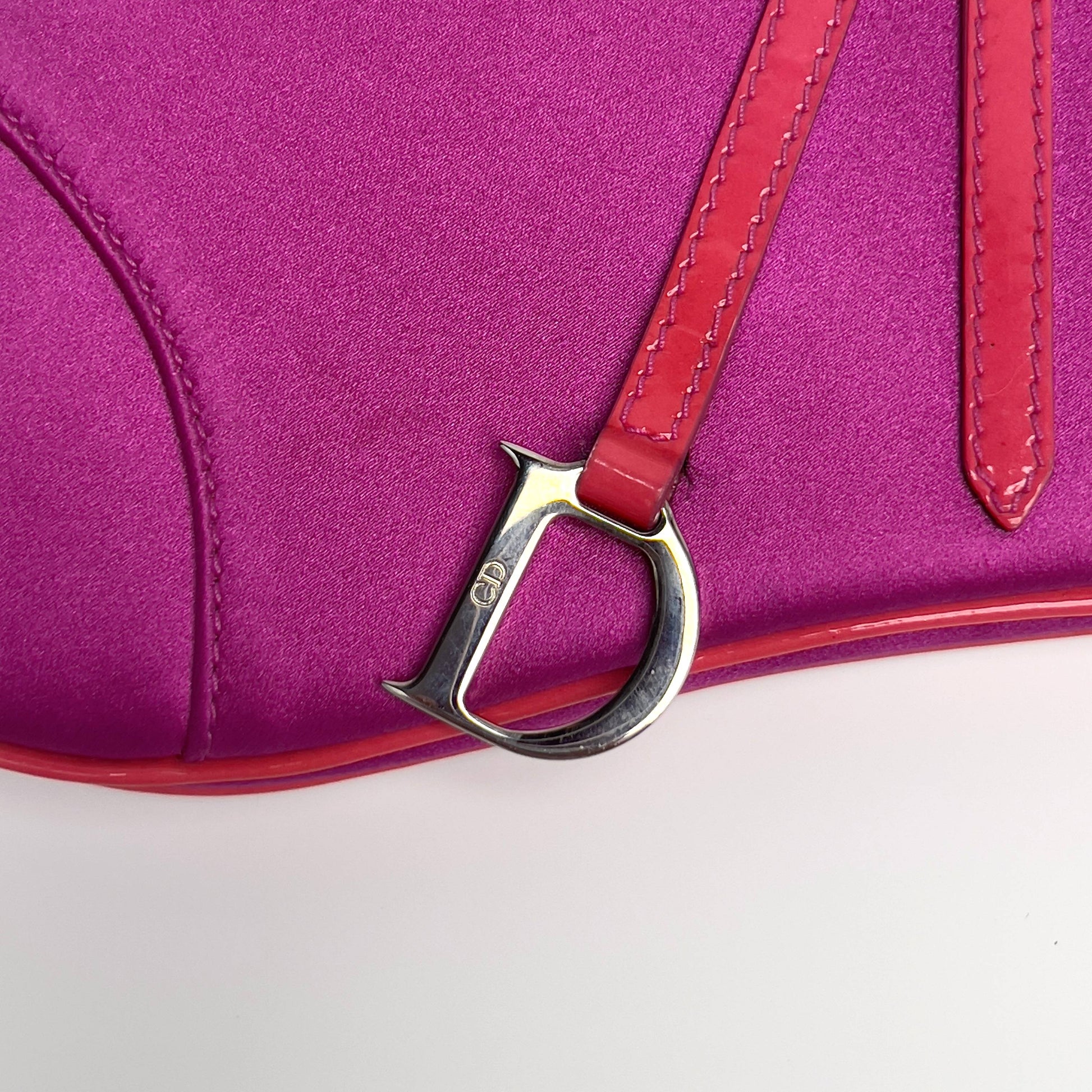 Dior saddle mini pink satin silver hardware shoulder bag