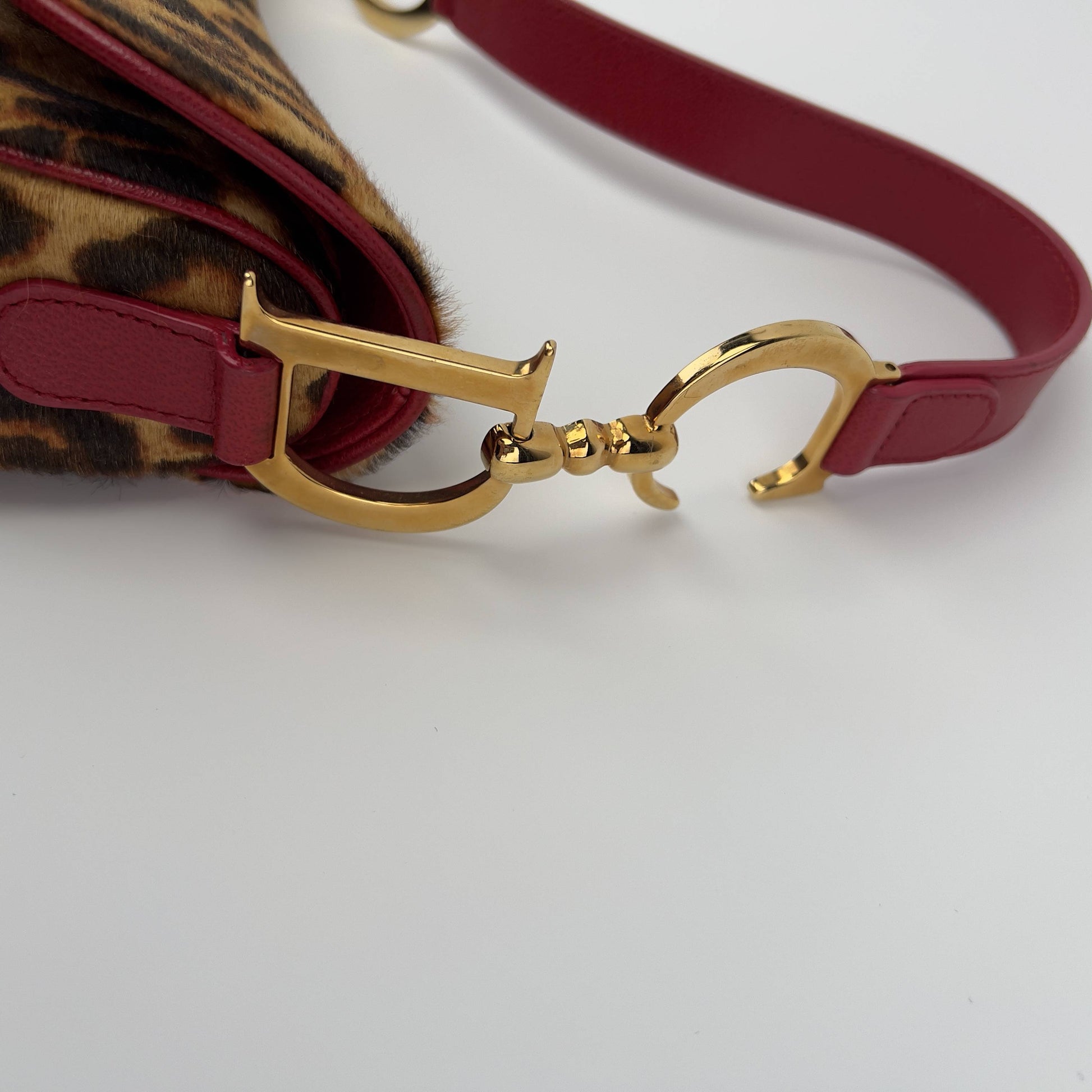 Vintage Dior cheetah pony hair saddle bag