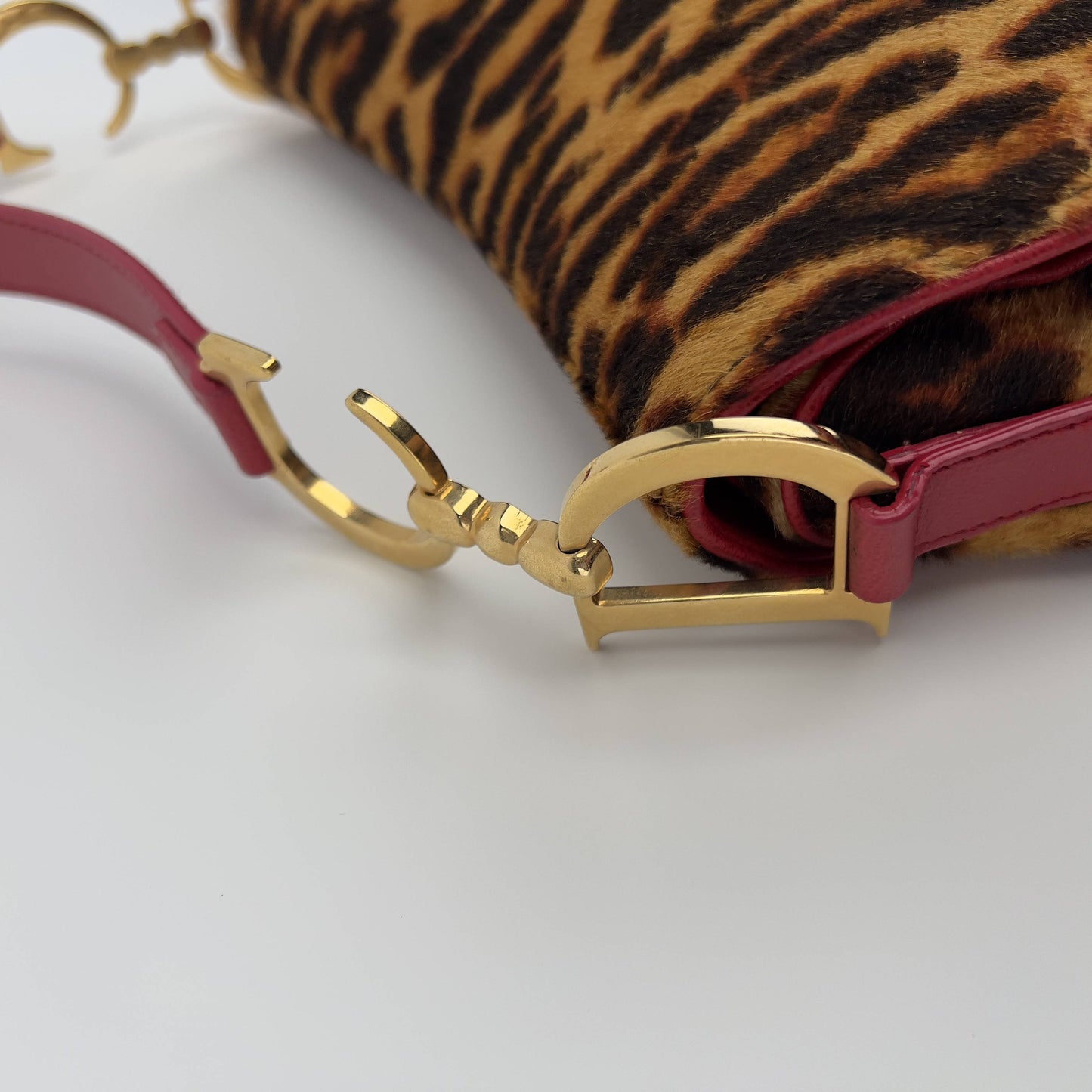 Vintage Dior cheetah pony hair saddle bag
