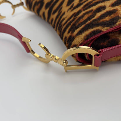 Vintage Dior cheetah pony hair saddle bag