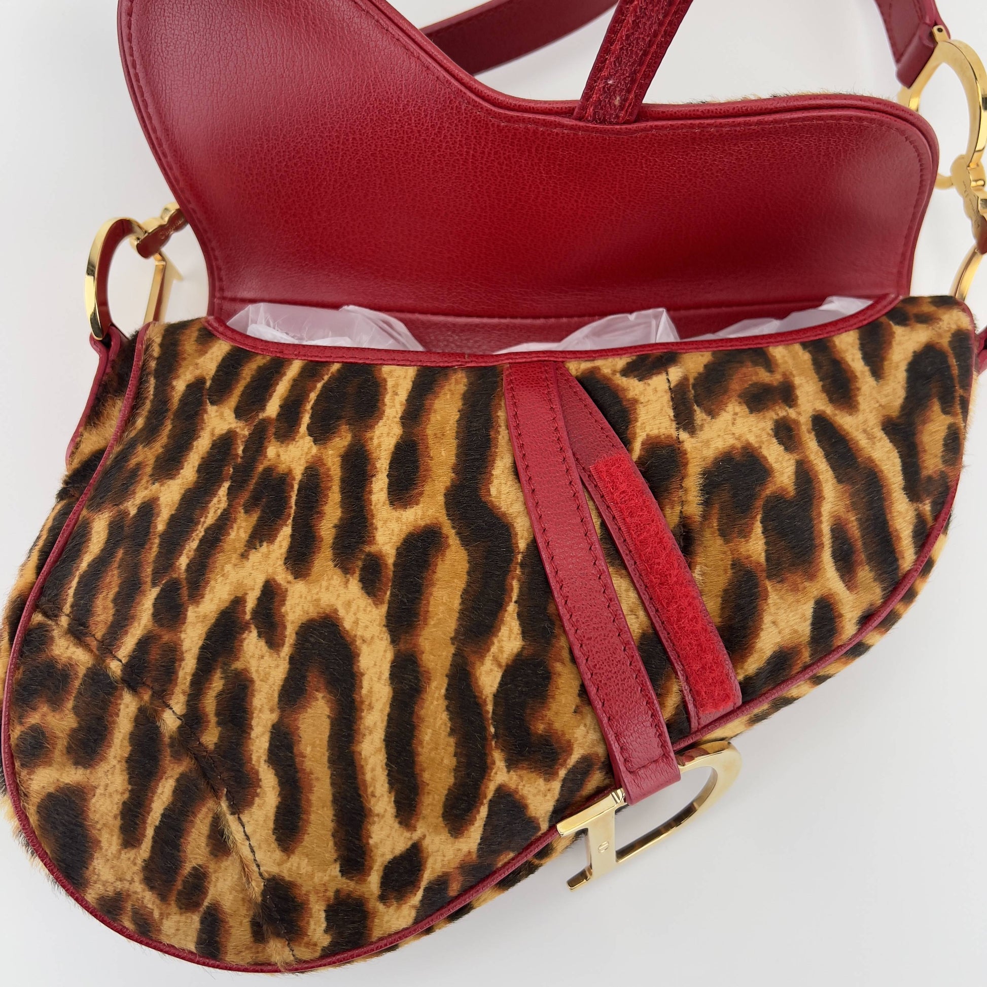 Vintage Dior cheetah pony hair saddle bag