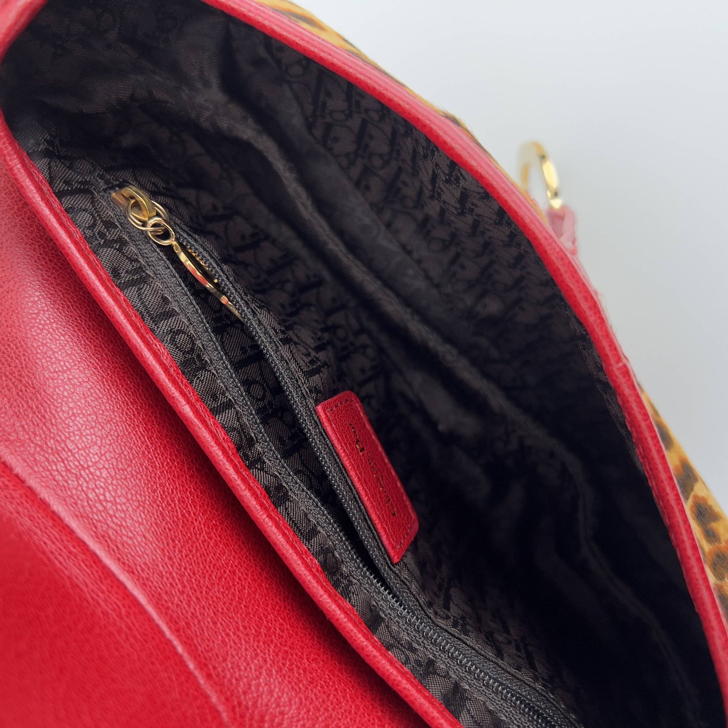 Vintage Dior cheetah pony hair saddle bag