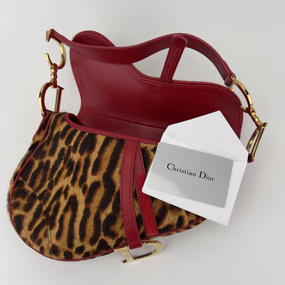 Vintage Dior cheetah pony hair saddle bag