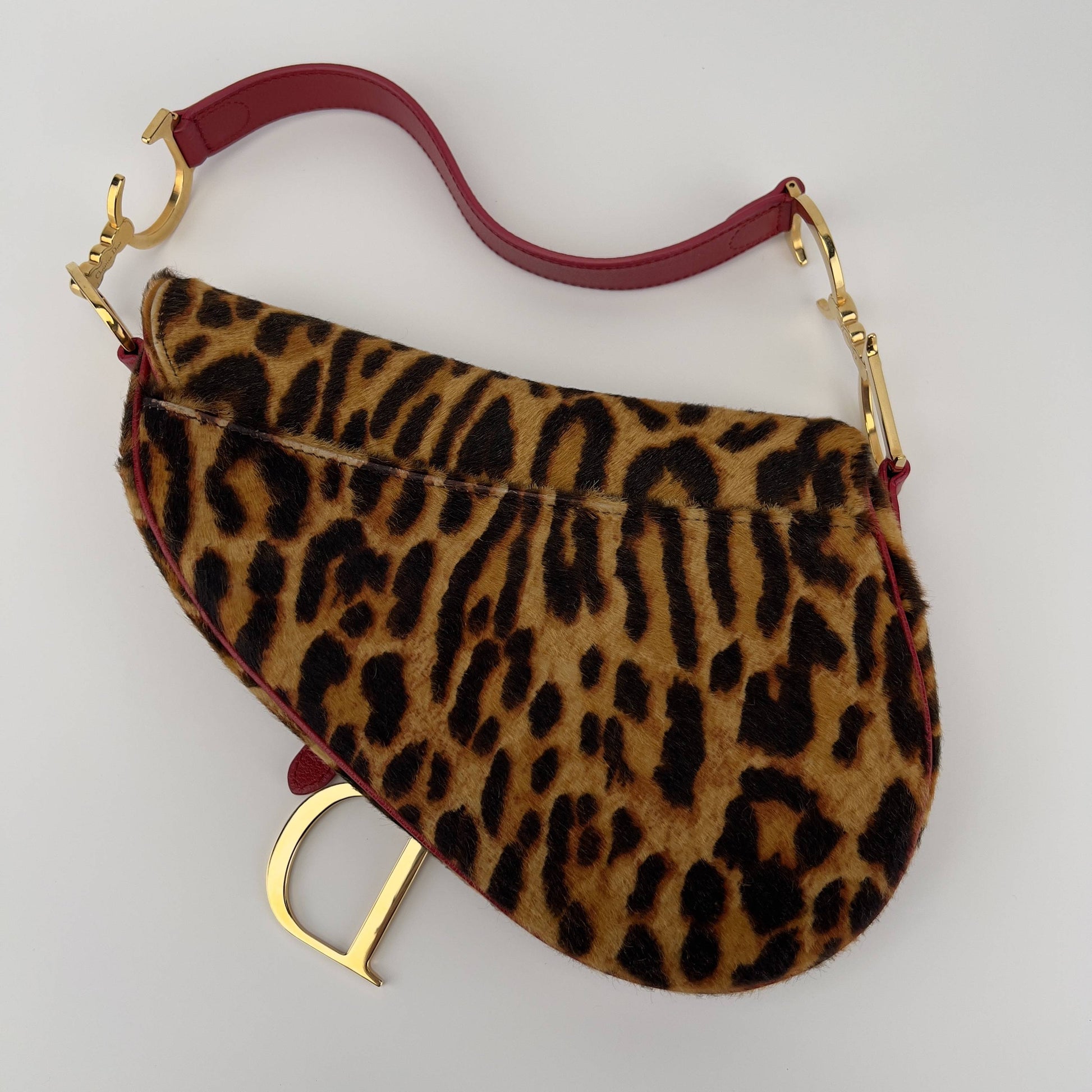 Vintage Dior cheetah pony hair saddle bag