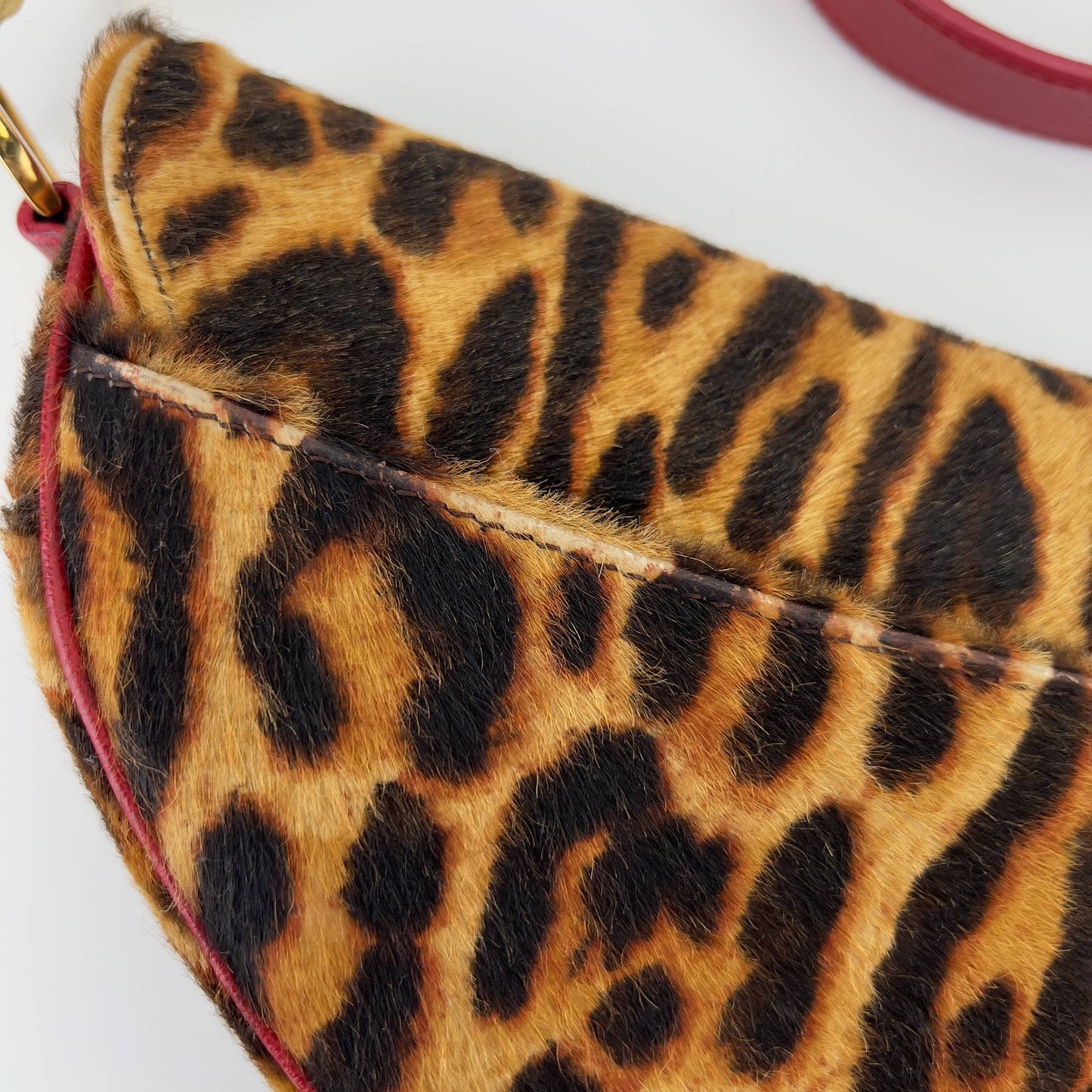 Vintage Dior cheetah pony hair saddle bag