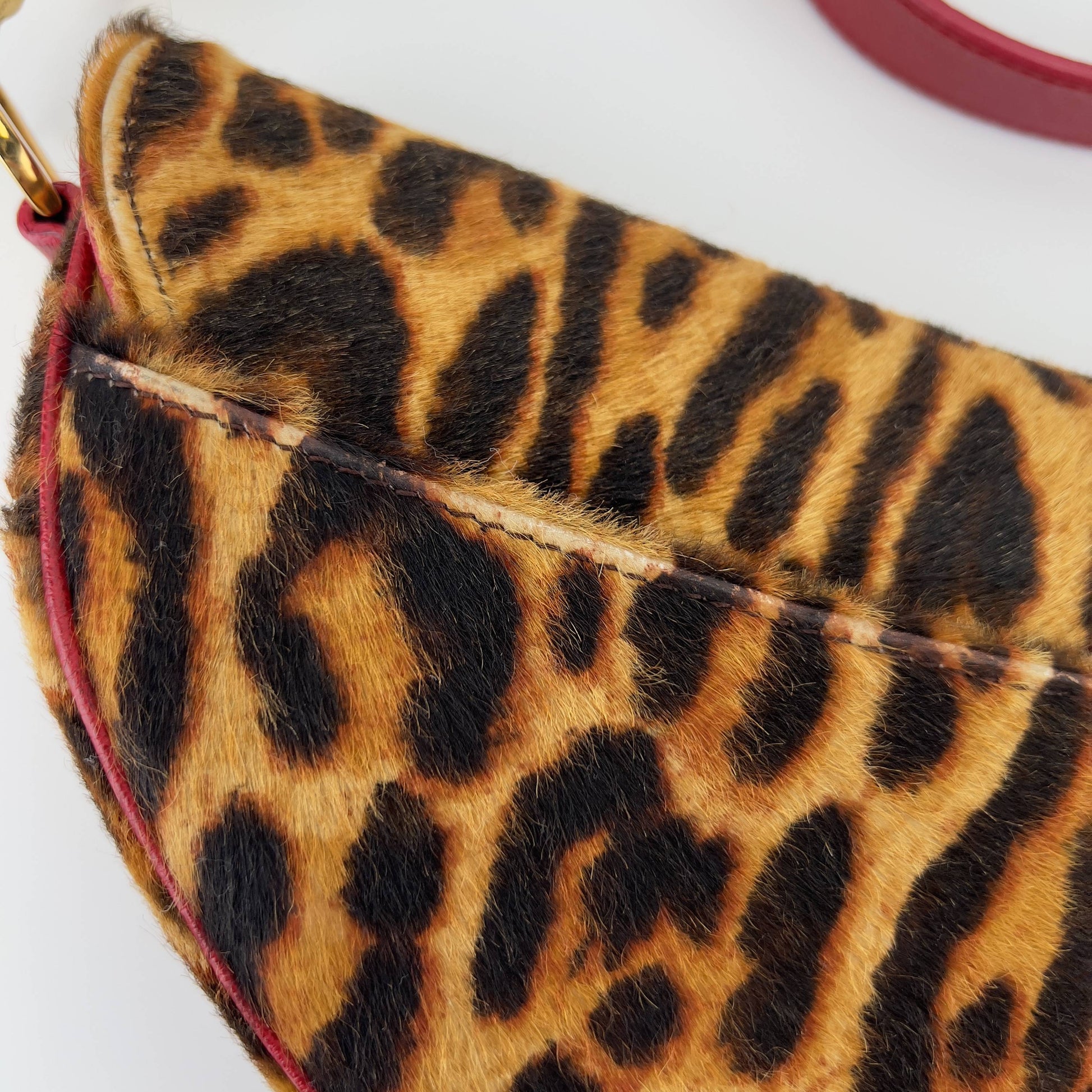 Vintage Dior cheetah pony hair saddle bag