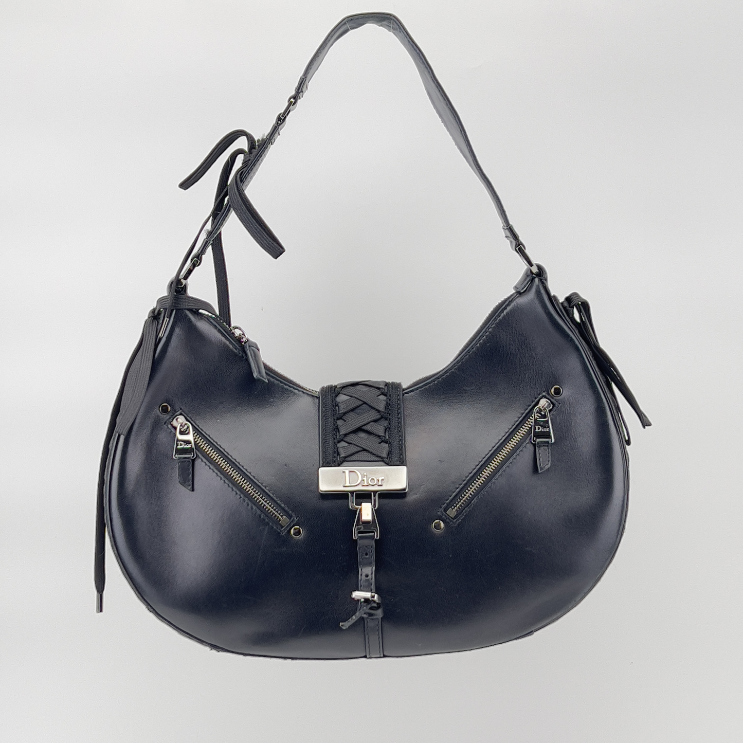 Vintage Dior Black leather admit bag