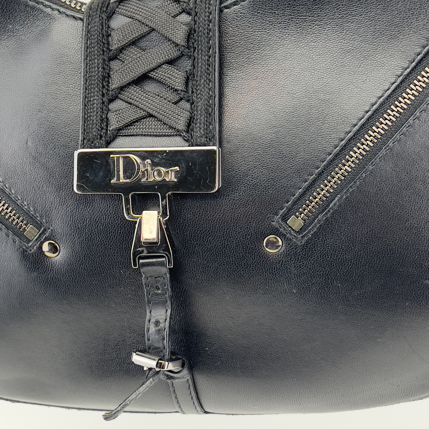 Vintage Dior Black leather admit bag