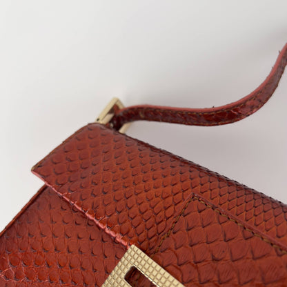 Fendi baguette mini metallic orange gold hardware shoulder bag