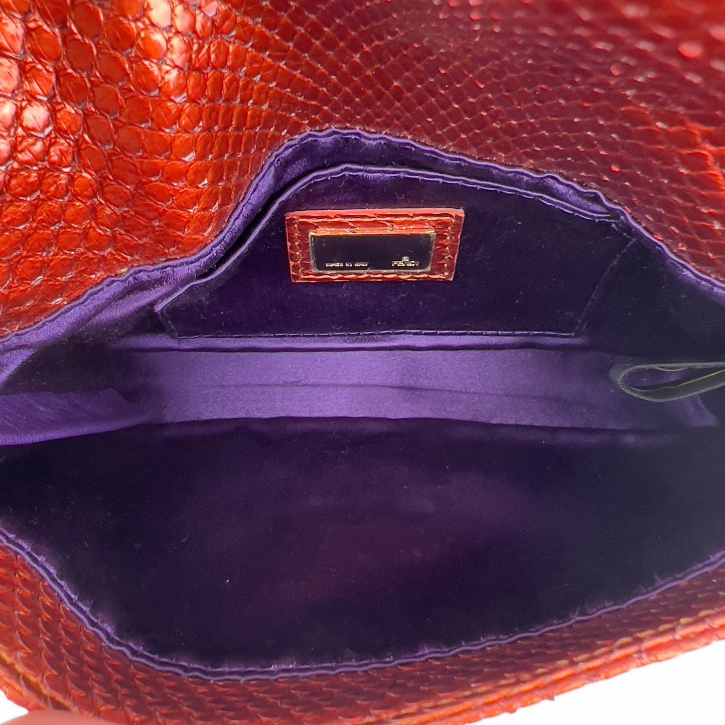 Fendi baguette mini metallic orange gold hardware shoulder bag
