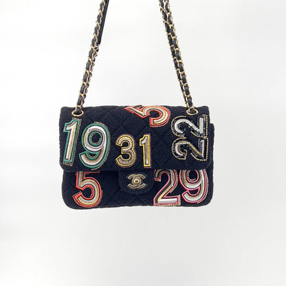 Chanel embroidered nunber tweed double flap bag