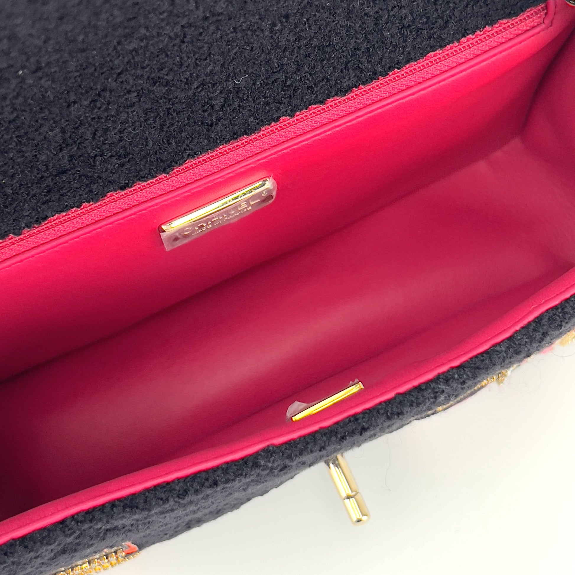 Chanel embroidered nunber tweed double flap bag