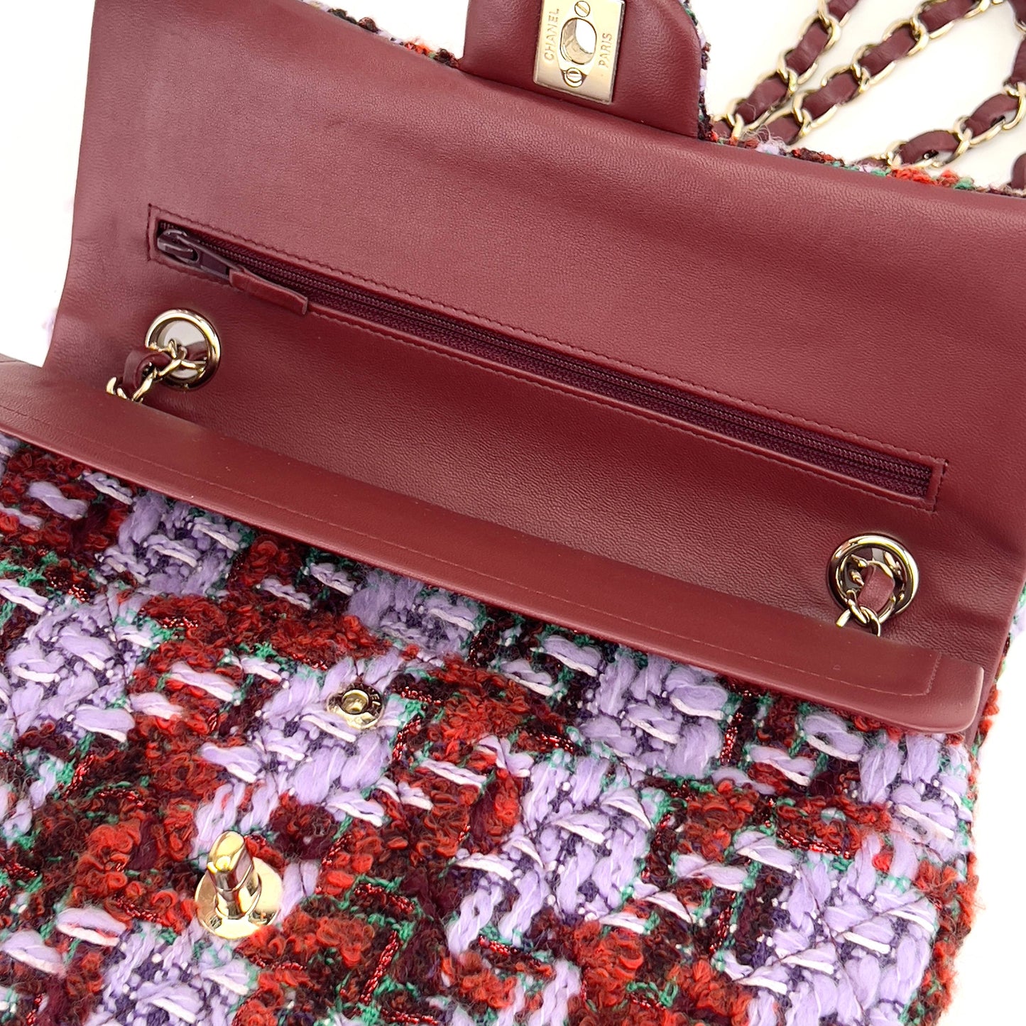 Chanel christams limited edition tweed double flap