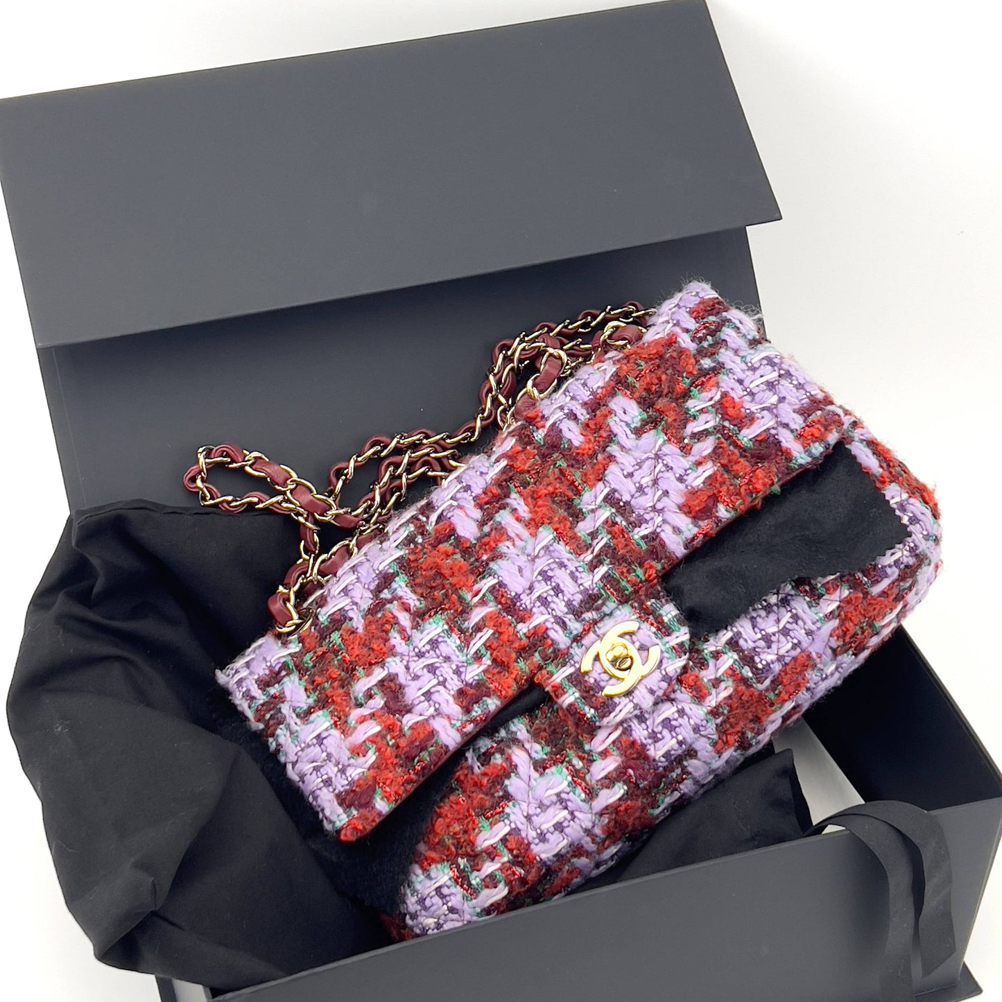 Chanel christams limited edition tweed double flap
