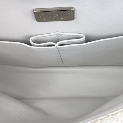 Chanel rain drop white tweed sequin double flap